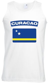 Bellatio Decorations Singlet shirt/ tanktop Curacao vlag wit heren M