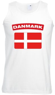 Bellatio Decorations Singlet shirt/ tanktop Deense vlag wit heren