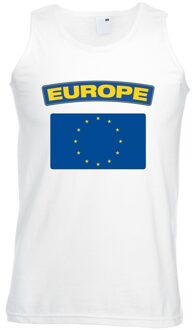 Bellatio Decorations Singlet shirt/ tanktop Europese vlag wit heren 2XL