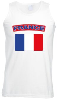 Bellatio Decorations Singlet shirt/ tanktop Franse vlag wit heren 2XL