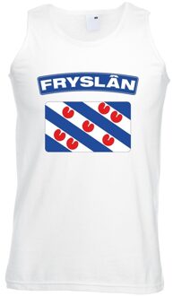 Bellatio Decorations Singlet shirt/ tanktop Friese vlag wit heren