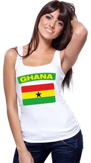 Bellatio Decorations Singlet shirt/ tanktop Ghana vlag wit dames L