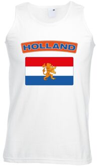 Bellatio Decorations Singlet shirt/ tanktop Hollandse vlag wit heren