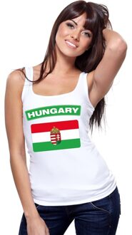 Bellatio Decorations Singlet shirt/ tanktop Hongaarse vlag wit dames L