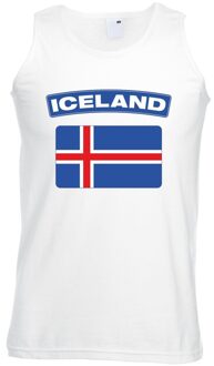 Bellatio Decorations Singlet shirt/ tanktop Ijslandse vlag wit heren 2XL