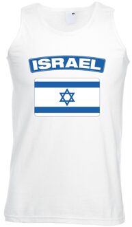 Bellatio Decorations Singlet shirt/ tanktop Israelische vlag wit heren 2XL