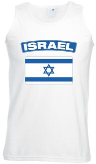Bellatio Decorations Singlet shirt/ tanktop Israelische vlag wit heren L