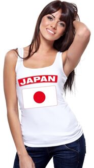 Bellatio Decorations Singlet shirt/ tanktop Japanse vlag wit dames L