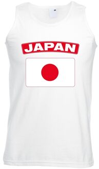 Bellatio Decorations Singlet shirt/ tanktop Japanse vlag wit heren 2XL