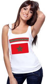 Bellatio Decorations Singlet shirt/ tanktop Marokaanse vlag wit dames L