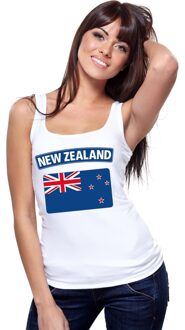 Bellatio Decorations Singlet shirt/ tanktop Nieuw zeelandse vlag wit dames M