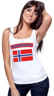 Bellatio Decorations Singlet shirt/ tanktop Noorse vlag wit dames L