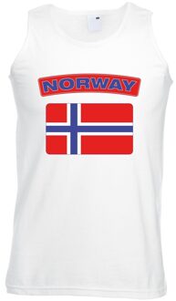 Bellatio Decorations Singlet shirt/ tanktop Noorse vlag wit heren 2XL