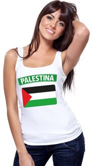 Bellatio Decorations Singlet shirt/ tanktop Palestijnse vlag wit dames L