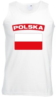 Bellatio Decorations Singlet shirt/ tanktop Poolse vlag wit heren