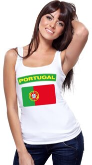 Bellatio Decorations Singlet shirt/ tanktop Portugese vlag wit dames L