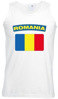 Bellatio Decorations Singlet shirt/ tanktop Roemeense vlag wit heren L