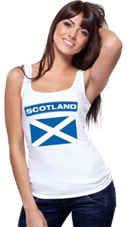 Bellatio Decorations Singlet shirt/ tanktop Schotse vlag wit dames