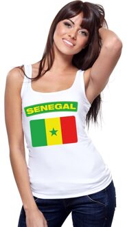 Bellatio Decorations Singlet shirt/ tanktop Senegalese vlag wit dames