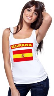 Bellatio Decorations Singlet shirt/ tanktop Spaanse vlag wit dames L