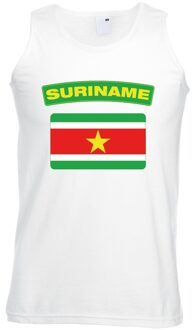 Bellatio Decorations Singlet shirt/ tanktop Surinaamse vlag wit heren 2XL