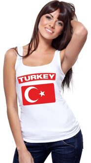 Bellatio Decorations Singlet shirt/ tanktop Turkse vlag wit dames L