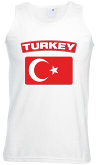 Bellatio Decorations Singlet shirt/ tanktop Turkse vlag wit heren 2XL