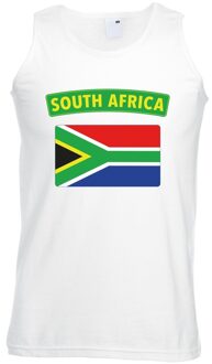 Bellatio Decorations Singlet shirt/ tanktop Zuid Afrikaanse vlag wit heren