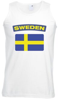 Bellatio Decorations Singlet shirt/ tanktop Zweedse vlag wit heren L