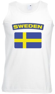 Bellatio Decorations Singlet shirt/ tanktop Zweedse vlag wit heren