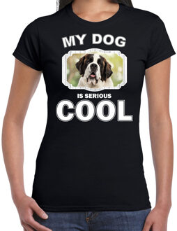 Bellatio Decorations Sint bernard honden t-shirt my dog is serious cool zwart - dames - Sint bernards liefhebber cadeau shirt 2XL