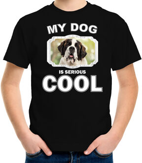 Bellatio Decorations Sint bernard honden t-shirt my dog is serious cool zwart - kinderen - Sint bernards liefhebber cadeau shirt L (146-152)