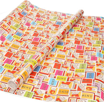 Bellatio Decorations Sinterklaas inpakpapier/cadeaupapier - 3x - XL - print multi - 2.5 x 0.7 meter