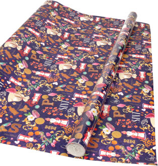 Bellatio Decorations Sinterklaas inpakpapier - cadeaupapier - print paars - 2.5 x 0.7 meter - Luxe kwaliteit