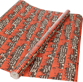 Bellatio Decorations Sinterklaas inpakpapier - cadeaupapier - print rood - 2.5 x 0.7 meter