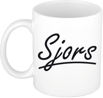 Bellatio Decorations Sjors voornaam kado beker / mok sierlijke letters - gepersonaliseerde mok met naam - Naam mokken Multikleur