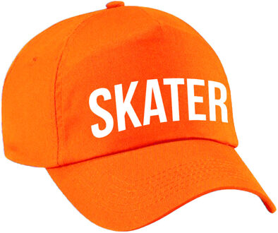 Bellatio Decorations Skater tekst - baseballcap - petje - oranje - voor kinderen - stoer