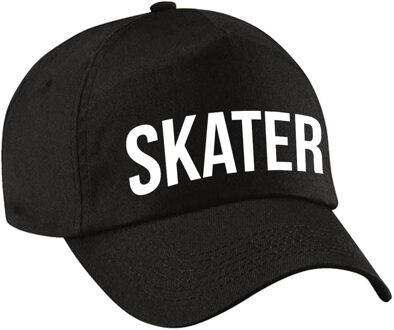 Bellatio Decorations Skater tekst - baseballcap - petje - zwart - voor kinderen - stoer