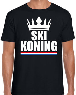 Bellatio Decorations Ski koning apres ski t-shirt zwart heren - Sport / hobby shirts 2XL