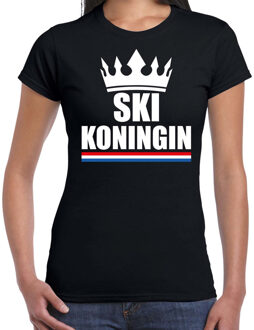 Bellatio Decorations Ski koningin apres ski t-shirt zwart dames - Sport / hobby shirts 2XL