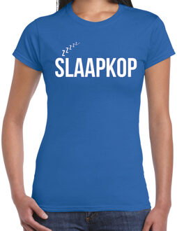 Bellatio Decorations Slaap T-shirt voor dames - blauw - slaapkop - pyjama party shirt - slaap party S