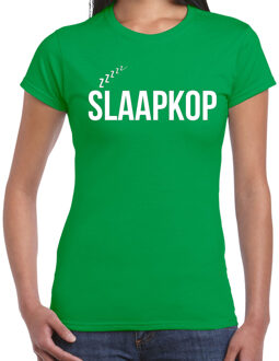 Bellatio Decorations Slaap T-shirt voor dames - groen - slaapkop - pyjama party shirt - slaap party L