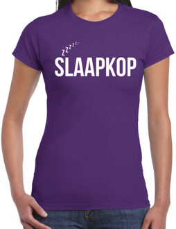 Bellatio Decorations Slaap T-shirt voor dames - paars - slaapkop - pyjama party shirt - slaap party XS