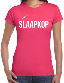 Bellatio Decorations Slaap T-shirt voor dames - roze - slaapkop - pyjama party shirt - slaap party L