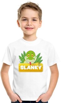 Bellatio Decorations Slanky de slang t-shirt wit voor kinderen - unisex - slangen shirt M (134-140)