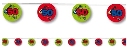 Bellatio Decorations Slinger 50 jaar geworden groen/oranje 350 cm Multi