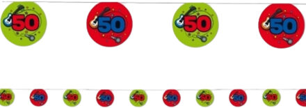 Bellatio Decorations Slinger 50 jaar geworden groen/oranje 350 cm