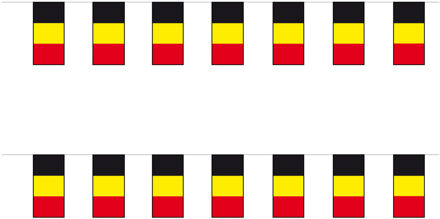 Bellatio Decorations Slinger Belgie - 2x - 4 meter - papier - brandvertragend - Belgische vlag - feestartikelen