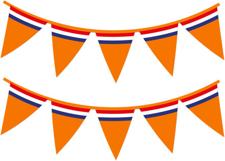 Bellatio Decorations Slinger - Oranje Holland vlaggenlijn met Nederlandse vlag - 10 meter