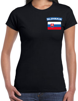 Bellatio Decorations Slovakia / Slowakije landen shirt met vlag zwart voor dames - borst bedrukking 2XL